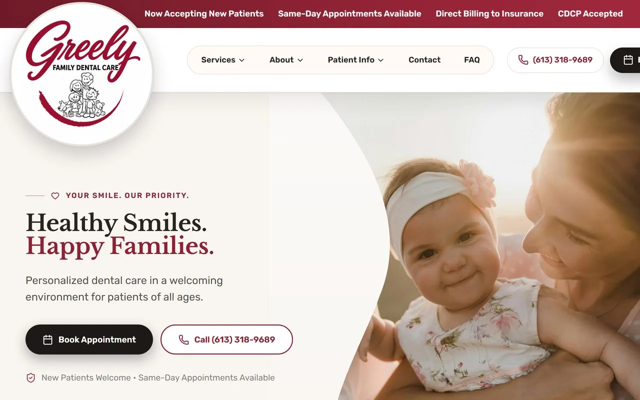 Family Dental Care website in a desktop portfolio capture.